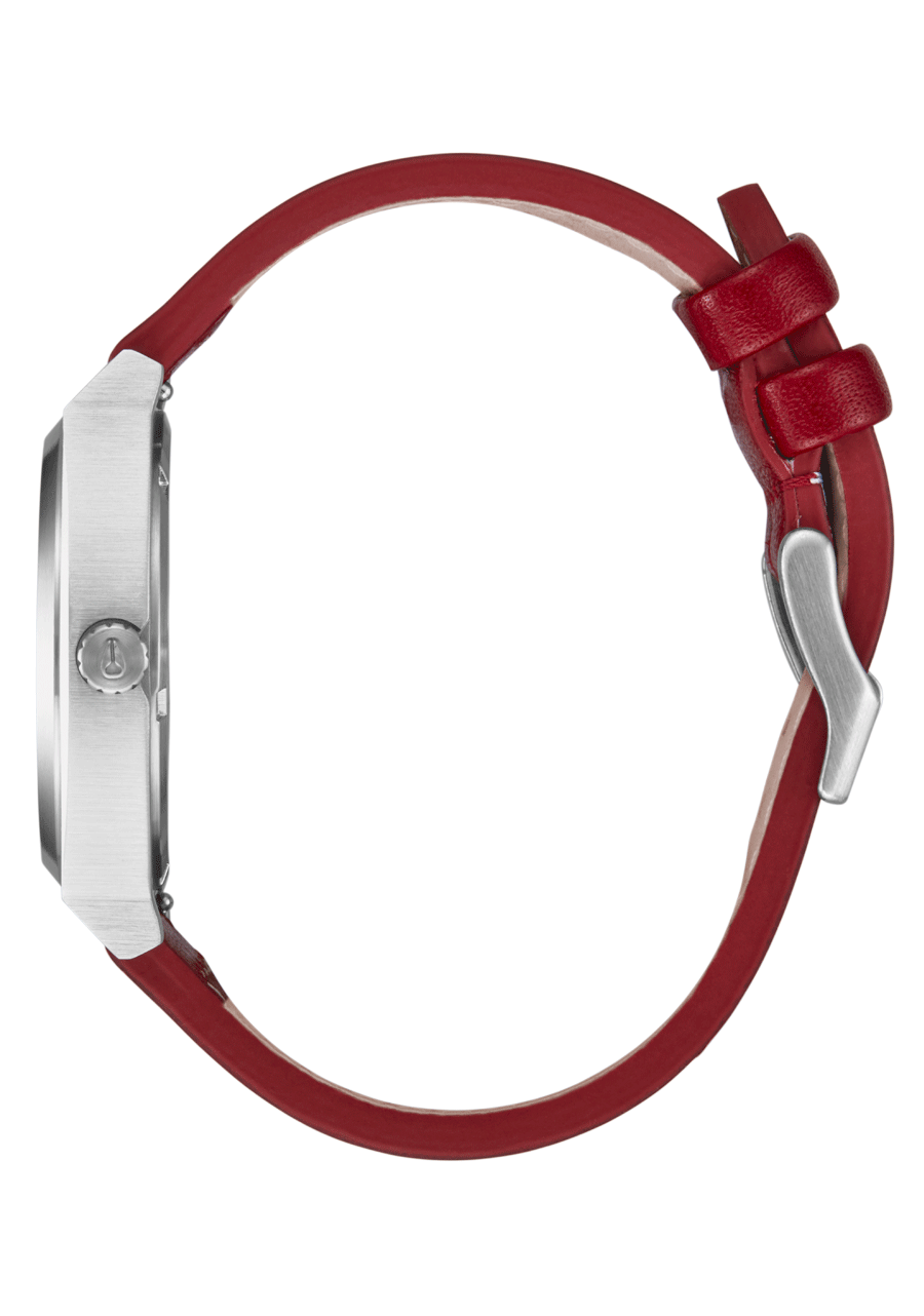 Time Teller Leather - Silver / Egret / Cranberry View 3