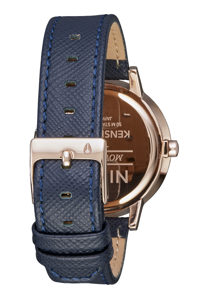 Kensington Leather - Navy / Rose Gold View 3