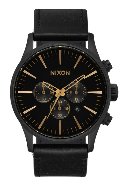 Sentry Chrono Leather - Matte Black / Gold / Black View 1