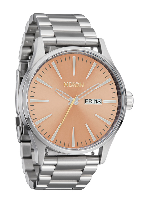 
Nixon Sentry Stainless Steel Watch - Analog - Silver / Coral - View 2