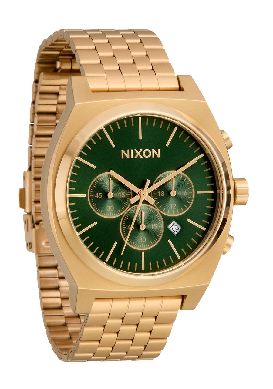 Time Teller Chrono - Gold / Green Sunray View 2