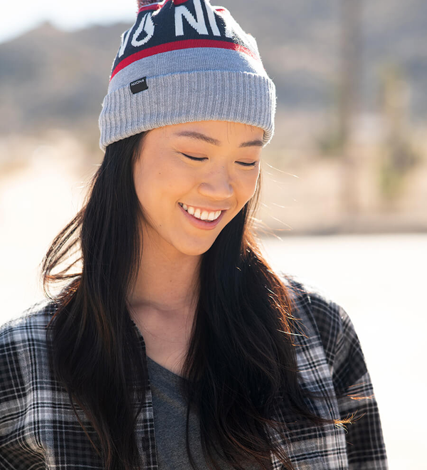 Teamster Beanie - Heather Gray / Red