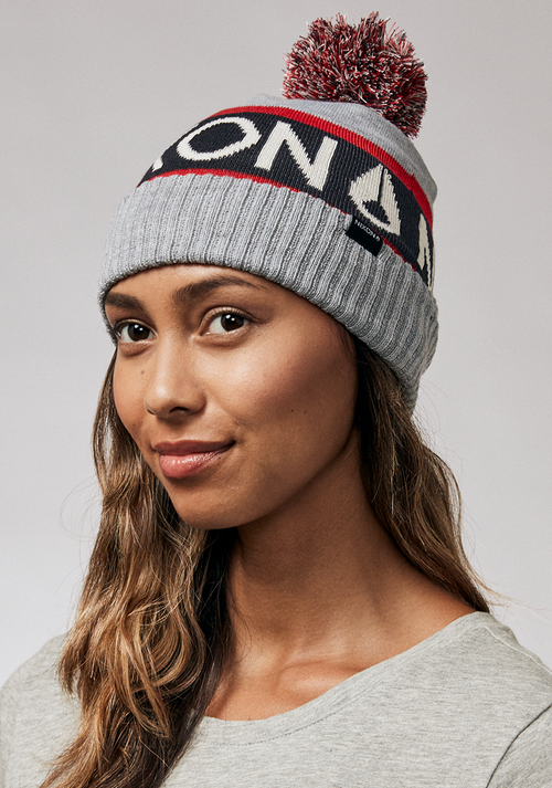 Teamster Beanie - Heather Gray / Red