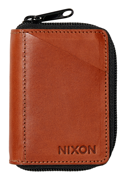 Orbit Zip Card Leather Wallet - Saddle View 1