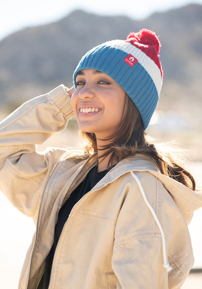 Schrader Pom Beanie - Red / Blue View 6