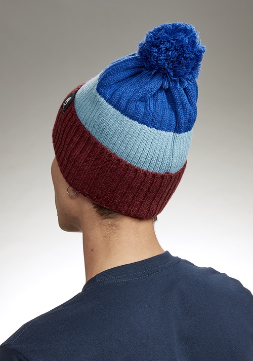 Schrader Pom Beanie - Dark Cherry / Blue