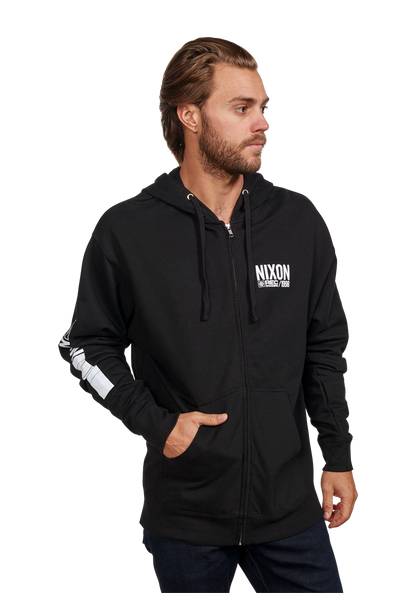 Track Zip Hoodie - Black / White View 3